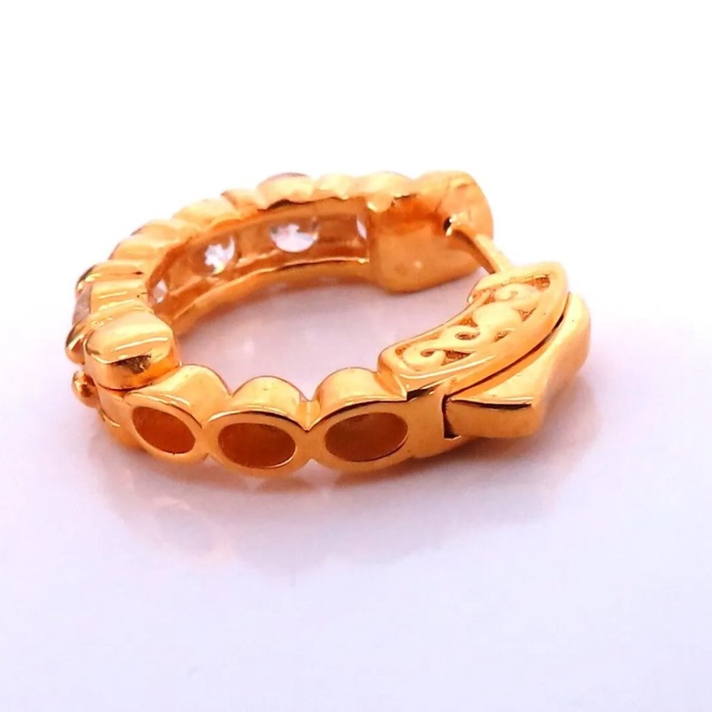 1.50ct Natural Round Diamond mini hoop earrings 14kt yellow gold Dime+ - Picture 3 of 4